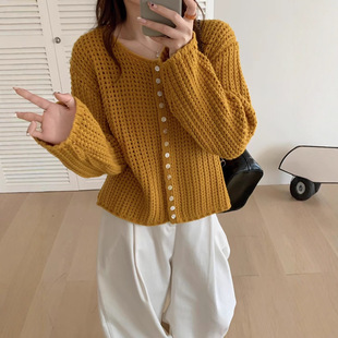 百搭减龄镂空针织衫 2025年秋冬新款 女 针织开衫 韩系简约休闲风薄款