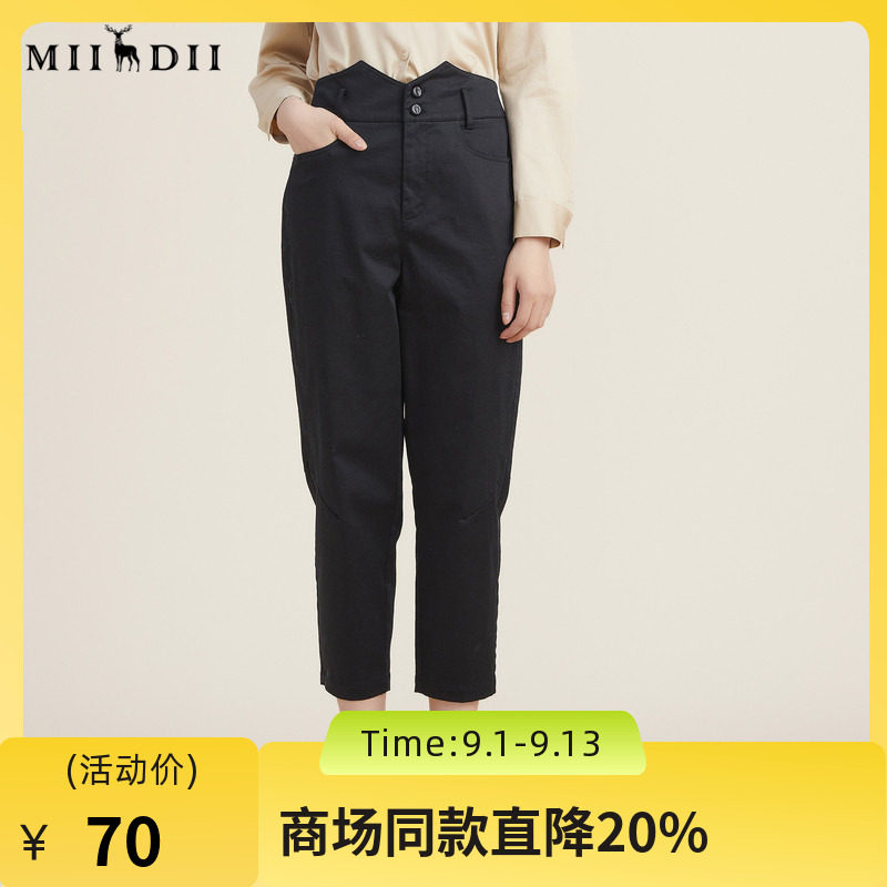 谜底2022秋新款百搭休闲萝卜裤宽松高腰九分裤小脚裤女223MK1101图片