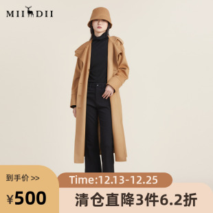 双排扣中长款 谜底2022秋新款 毛呢大衣女223GD1025 高端系列