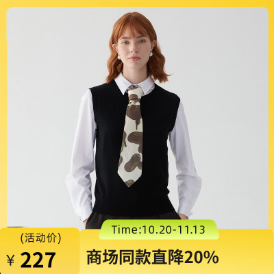 谜底针织衫背心女2025春新品百搭宽松短款毛衫上衣无袖251MZ0381