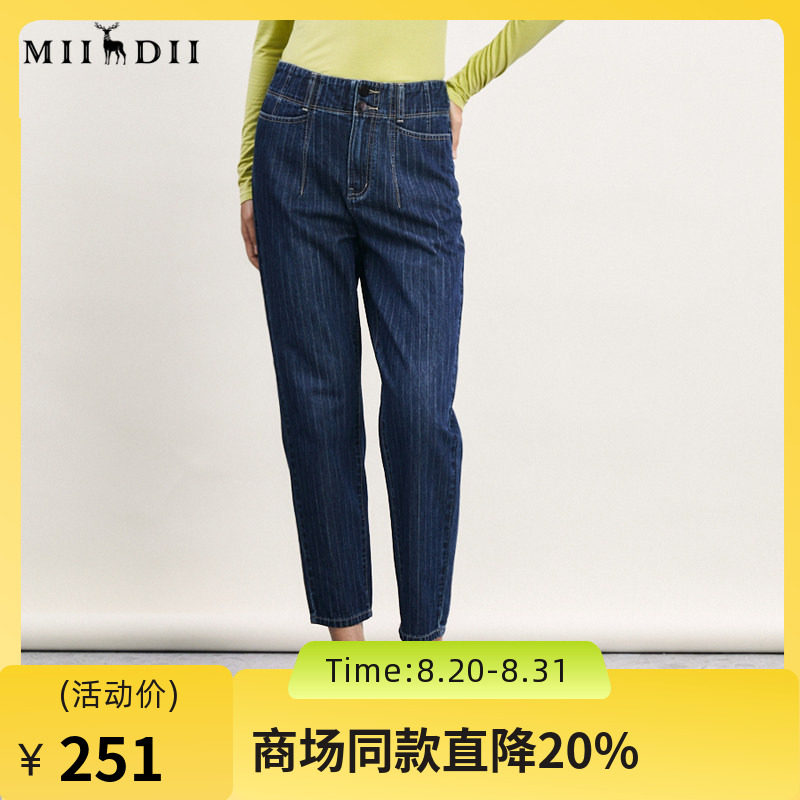 谜底牛仔萝卜裤女2024春季新款复古百搭高腰宽松九分裤241MK0008图片