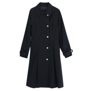 谜底单排扣长款风衣女23春新款简约纯色通勤外套配腰带231ME0140