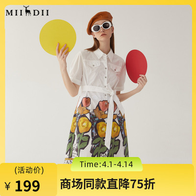 谜底复古印花连衣裙2024