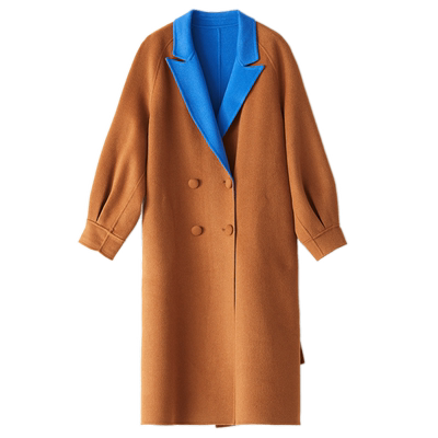 谜底2022冬季新品外套女羊毛保暖双面呢中长款毛呢大衣229MD6198