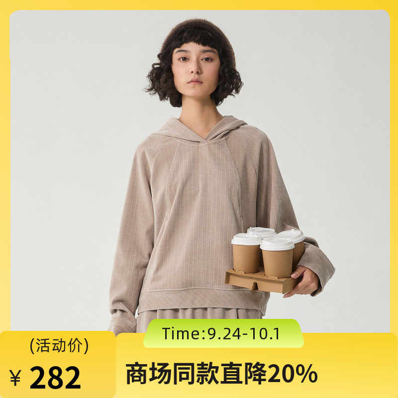 谜底连帽卫衣女2024冬新品休闲百搭宽松雪尼尔弹力上衣244MV1566图片