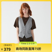 马甲女2025秋季 新款 复古风V领修身 谜底西装 高腰短款 马夹257MM7727