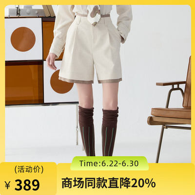 谜底短裤女士2025春新品通勤百搭时髦都市感休闲直筒裤251MK0057