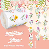 饰不干胶贴 封口儿童玩具手账装 200张 卷异形小花贴纸diy鲜花包装