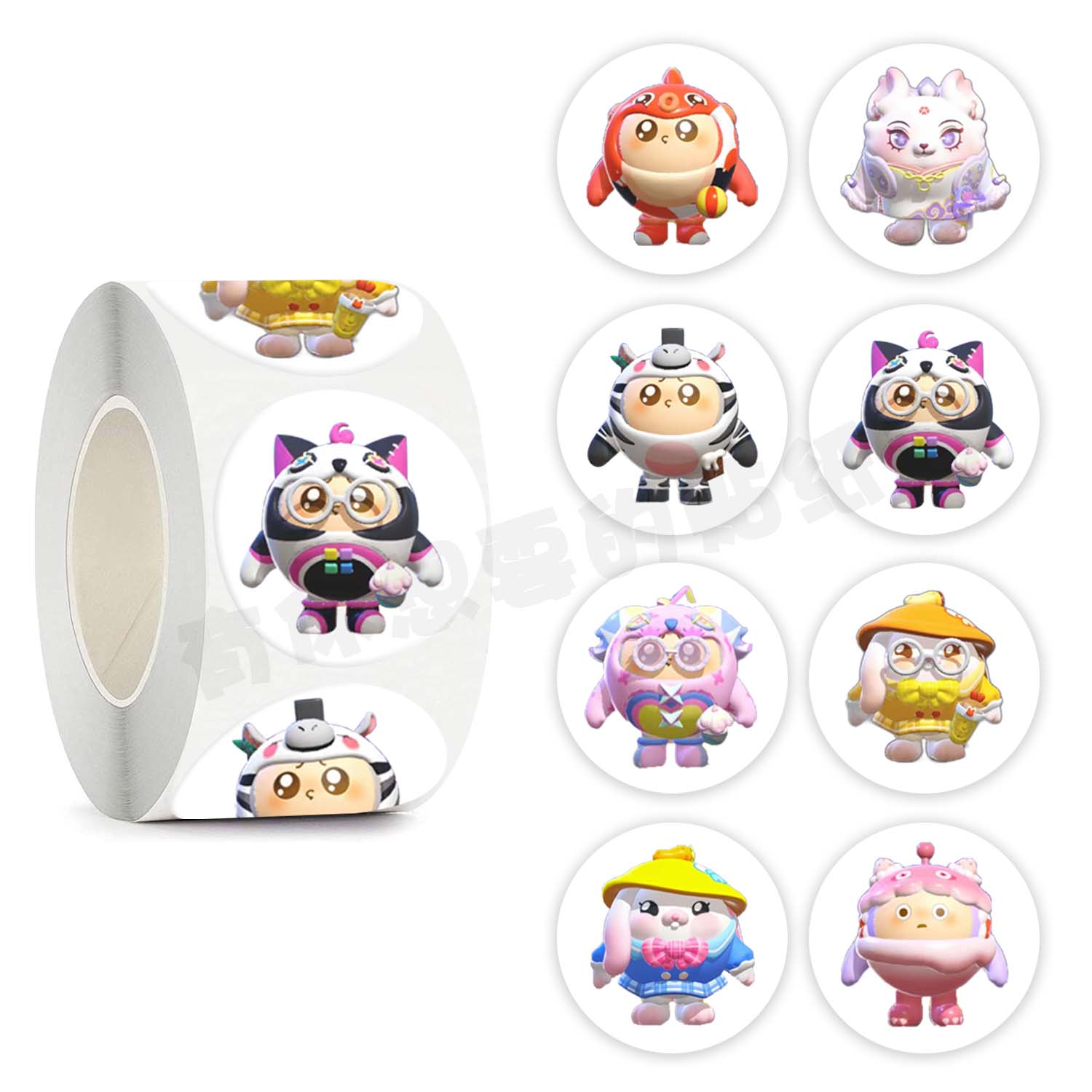 500贴/卷蛋仔派对皮肤新款狐狸贴纸儿童卡通手账玩具标签装饰贴