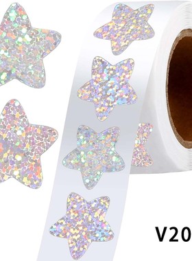 500贴/卷镭射五角星星形贴纸不干胶标签宝石礼品装饰diy包装封口