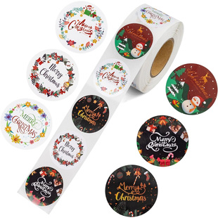 500贴/卷圣诞节日快乐MerryChristmas贴纸花束包装礼品装饰不干胶