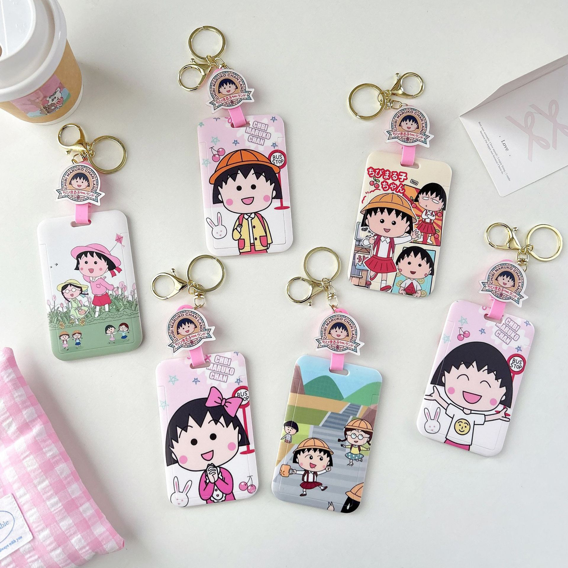 可爱卡通樱桃小丸子可拉伸便携防丢卡套学生公交八达通证件保护套