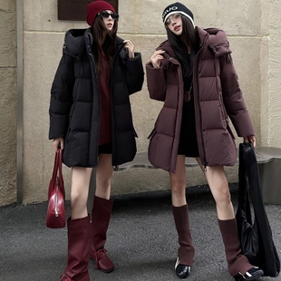 中长款羽绒服女2025新款连帽时尚百搭宽松显瘦冬季加厚保暖外套潮