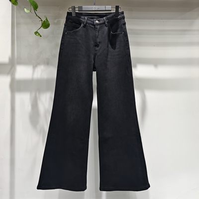 高个子加绒显瘦高腰微喇牛仔裤