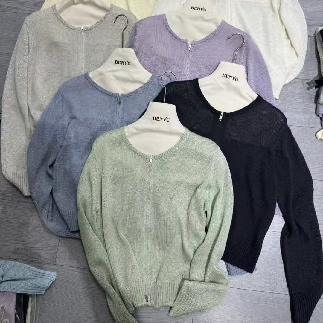 时尚双拉链毛衣外套女2026春秋新款复古圆领针织开衫小个子短上衣