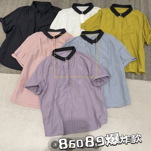 女宽松显瘦气质减龄撞色棉T恤上衣 2025夏季 新款 时尚 百搭衬衣短袖