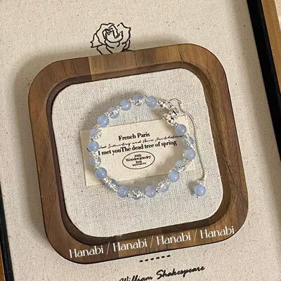 ＜花火商店＞清凉美学 - 降温感天然海蓝宝编织抽拉手链