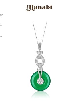 ＜花火商店＞至上系列 - 天然玉髓平安扣通体925银长款项链