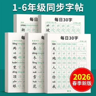 一年级二年级字帖上册下册每日30字练字帖小学生专用每日一练三年级人教版 四五六语文同步练字本练习正楷钢笔点阵控笔训练硬笔书法