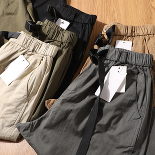 男潮牌休闲老爹裤 日本客供订单纯棉卡扣宽松帅气锥形裤 型 萝卜裤