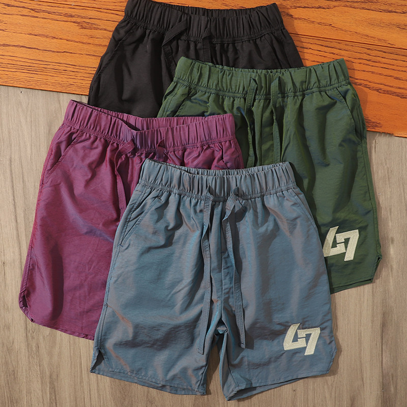 版型超赞！美式薄款镭射速干短裤男外穿五分裤潮流冰丝刺绣沙滩裤,男装,短裤,淘宝优惠券,粉丝福利购,淘宝优惠卷