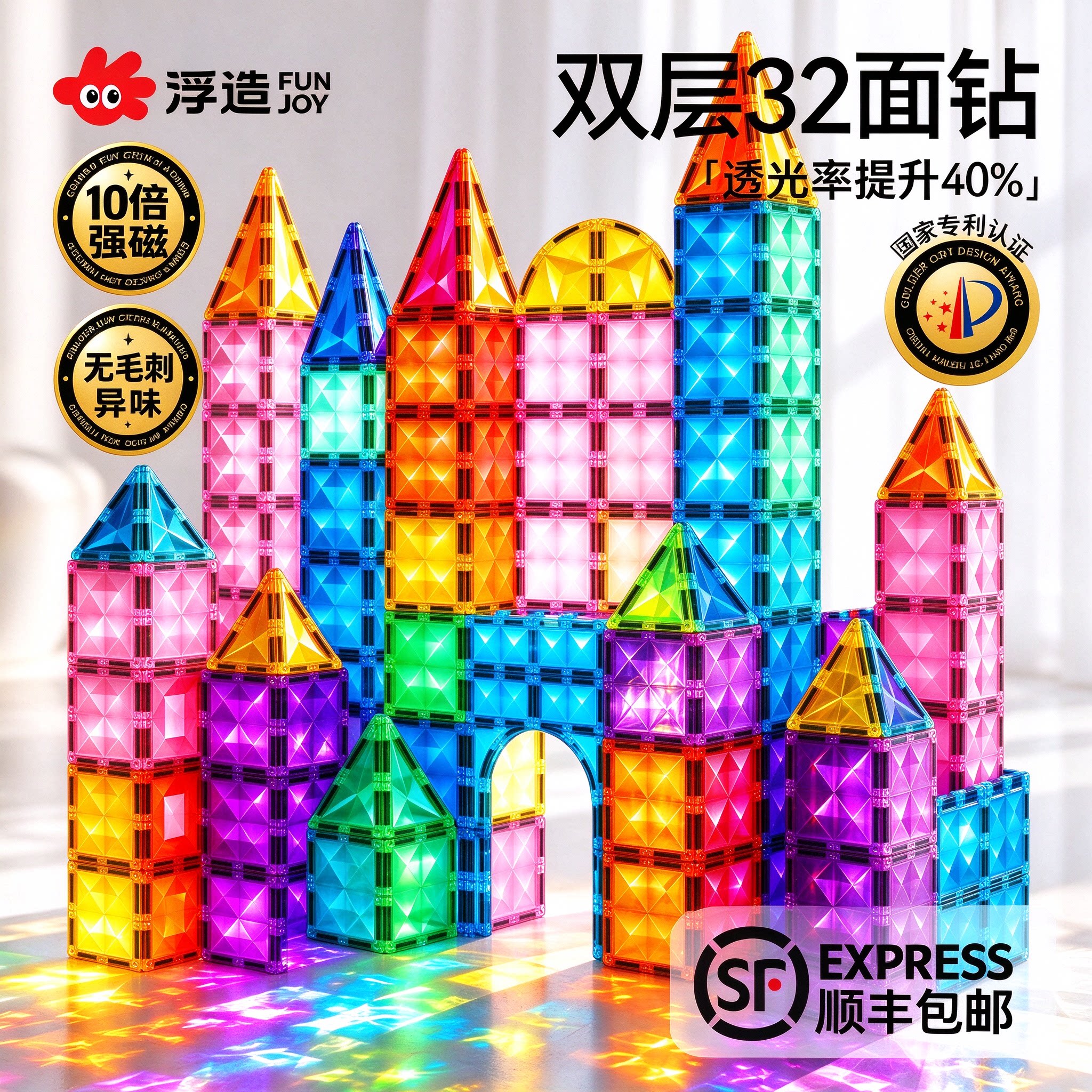儿童磁力片男女孩彩窗大自然强磁积木3-12岁益智拼搭玩具生日礼物