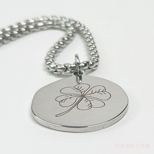 订做钛钢吊坠不规则异形军牌图案个性 定制项链刻字 小众情侣二维码