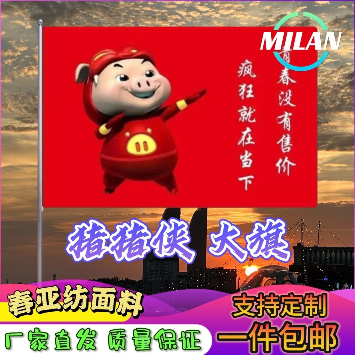 猪猪侠旗帜定做男神GG爆旗子定制队旗青春没有售价疯狂就在当下