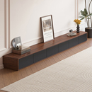 实木电视柜茶几组合客厅家用2025新款 中古风极简岩板落地电视机柜