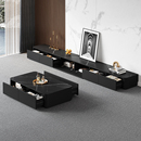 电视柜茶几组合客厅加宽40收纳储物柜一体2025新款 黑色落地电视柜