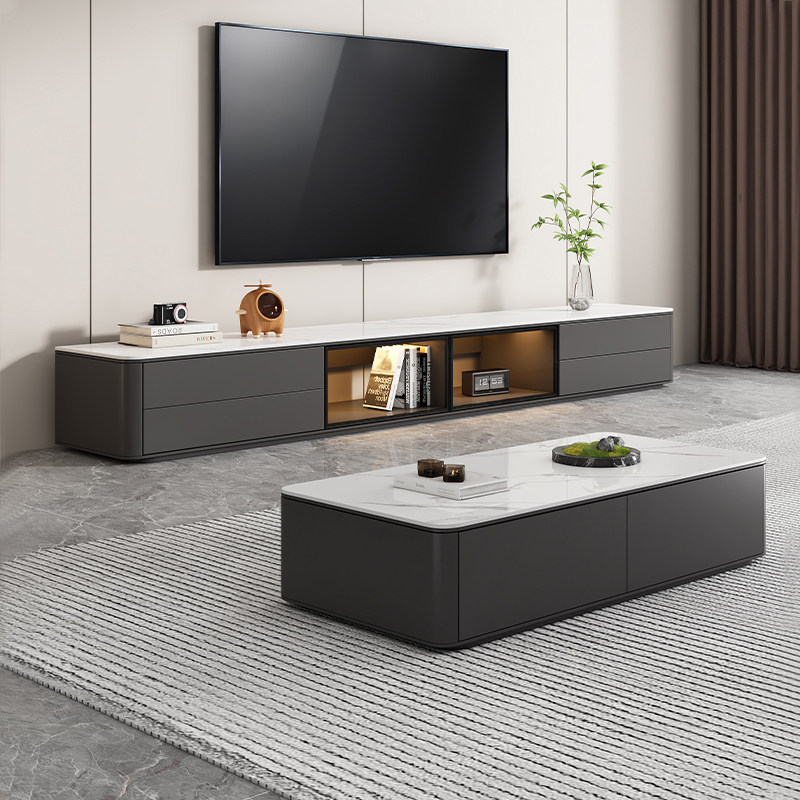 岩板电视柜茶几组合小户型家用客厅地柜2026新款实木落地电视机柜
