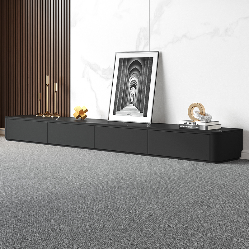 黑色岩板电视柜加宽35落地茶几组合现代简约客厅轻奢实木电视机柜