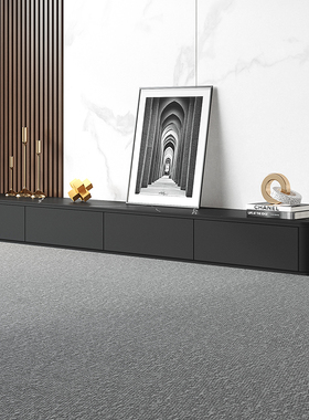 黑色岩板电视柜加宽35落地茶几组合现代简约客厅轻奢实木电视机柜