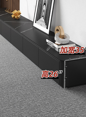 黑色电视柜茶几组合客厅家用26高35宽新款简约实木落地柜电视机柜