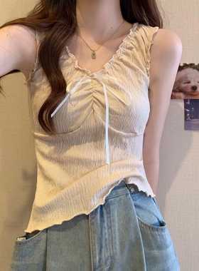 OOTD BM女装Blair tank木耳边蝴蝶结系带无袖内搭背心bm上衣吊带