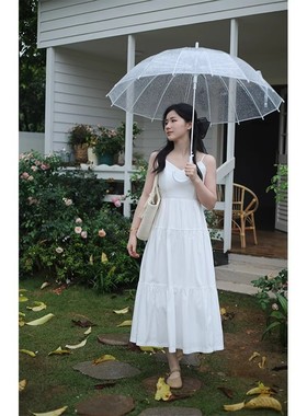 白色吊带连衣裙女夏季新款温柔气质小众设计感法式绝美初恋长裙子