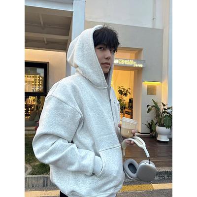 DPS 24SS基础通勤短宽加绒双头拉链卫衣宽松落肩袖clean fit男女