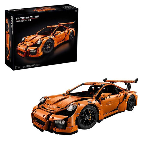 机械组橙色保时捷911GT3跑车高难度男孩子拼装汽车模型玩具42056
