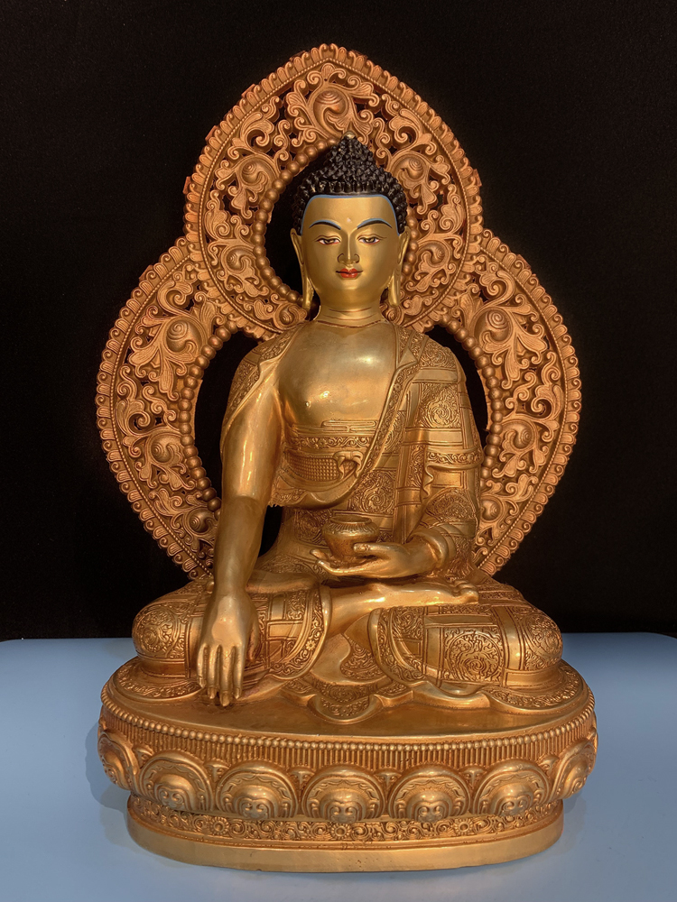 释迦牟尼纯铜鎏金藏式10寸15寸
