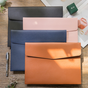 皮质文件袋A5档案袋文件夹文件包A4加厚防水资料按扣商务公文袋办公合同票据收纳手提便携大容量定制可印logo