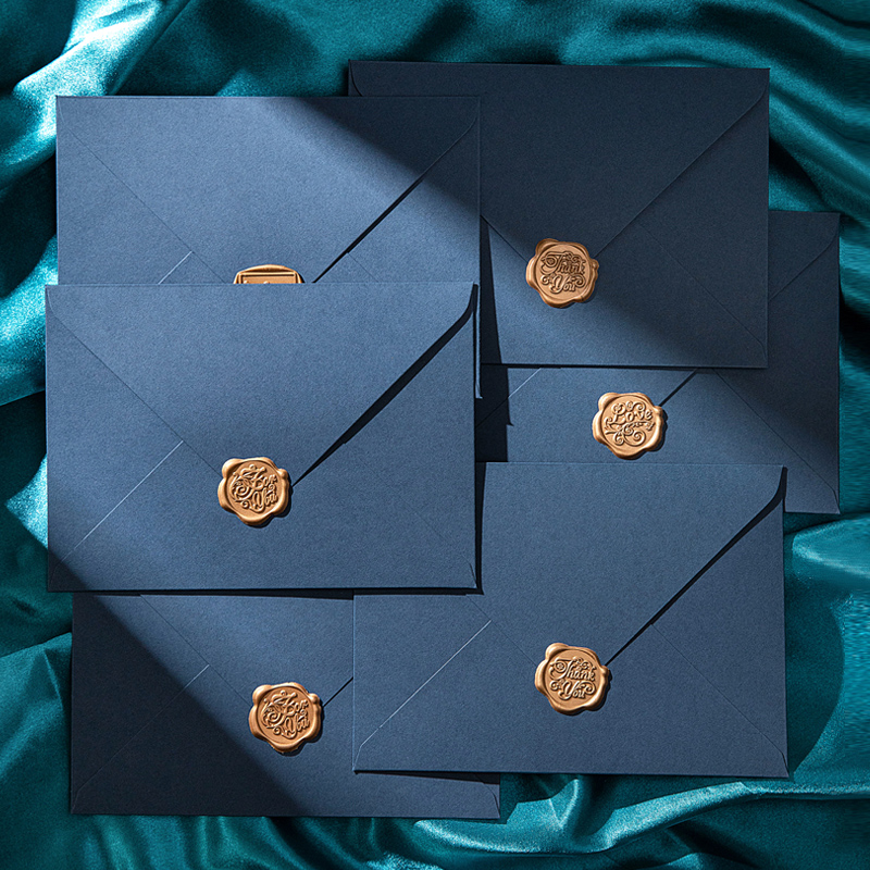 马卡龙色祝福烫金信封套装卡片