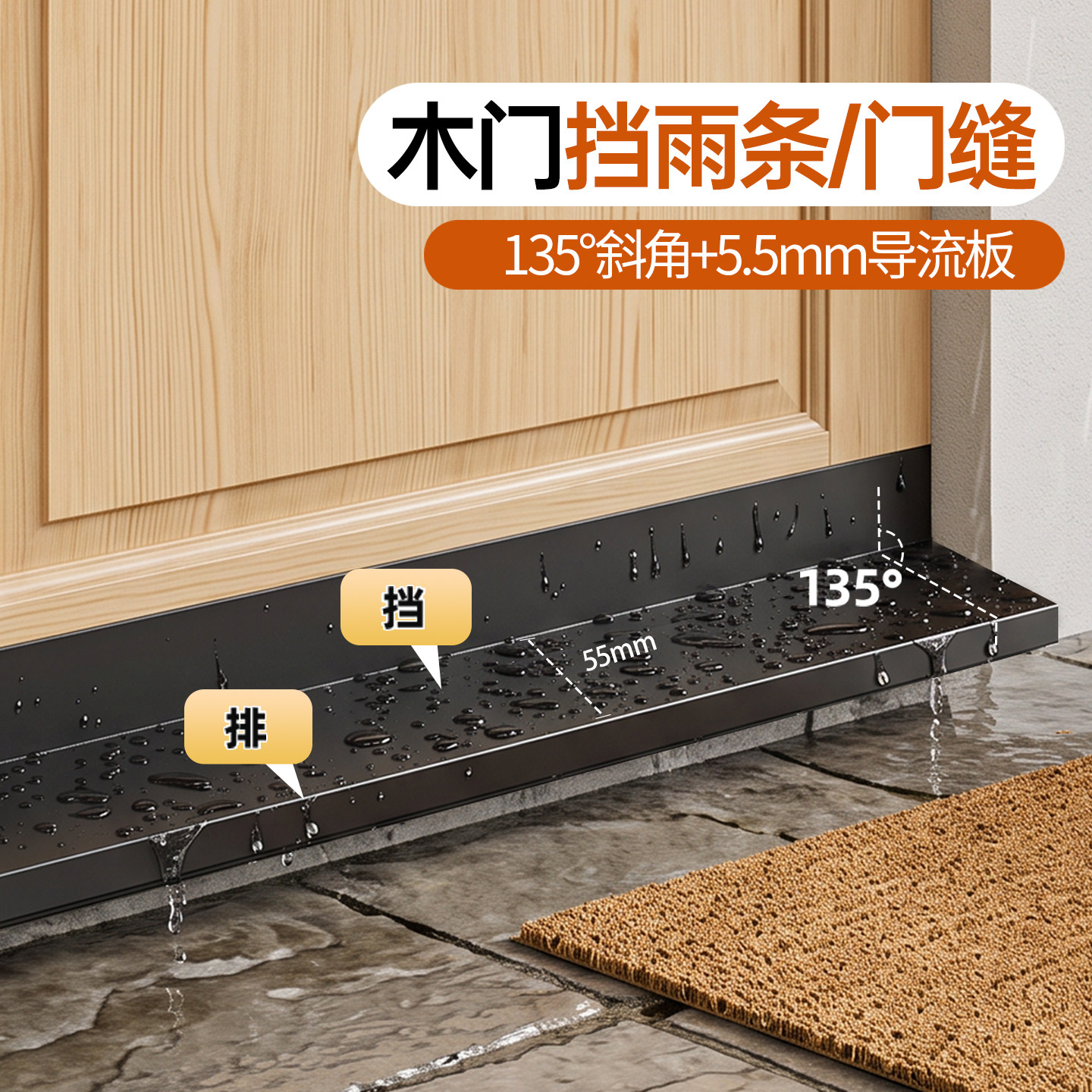 【防水倒灌神器】门底缝防水挡板图片