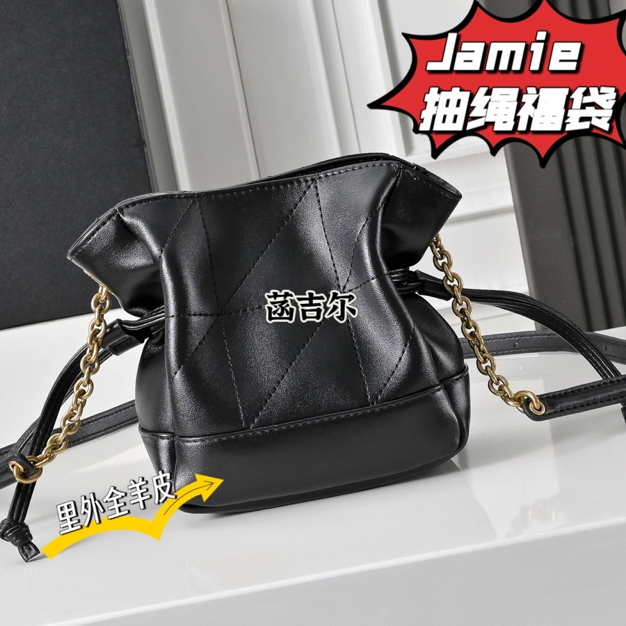 jamie羊皮磨砂抽绳迷你福袋托特
