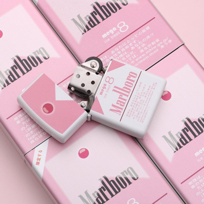 来福滑盖烟盒粉色万宝路烟壳推拉盒子打火机创意男士女生装烟神器