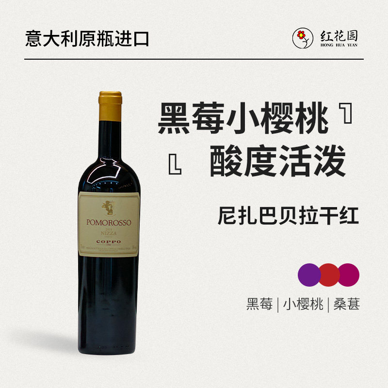 红花园尼扎巴贝拉干红DOCG级意大利原瓶进口黑莓果香宴会高档红酒