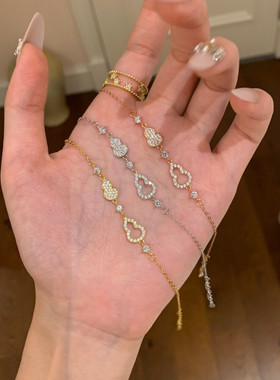 s925纯银满钻葫芦手链女小众设计气质微镶锆石ins网红手饰品批发