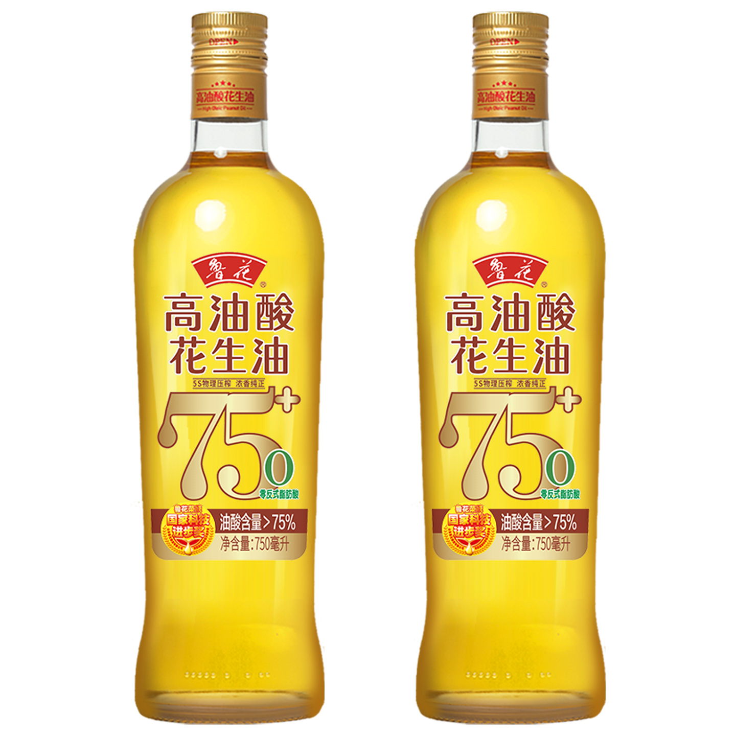 鲁花高油酸花生油750ml瓶装
