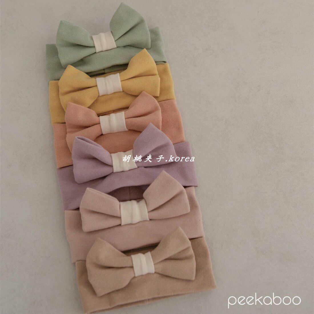 peekaboo韩国童装代购23春婴小童宝可爱糖果色蝴蝶结弹力发带发箍