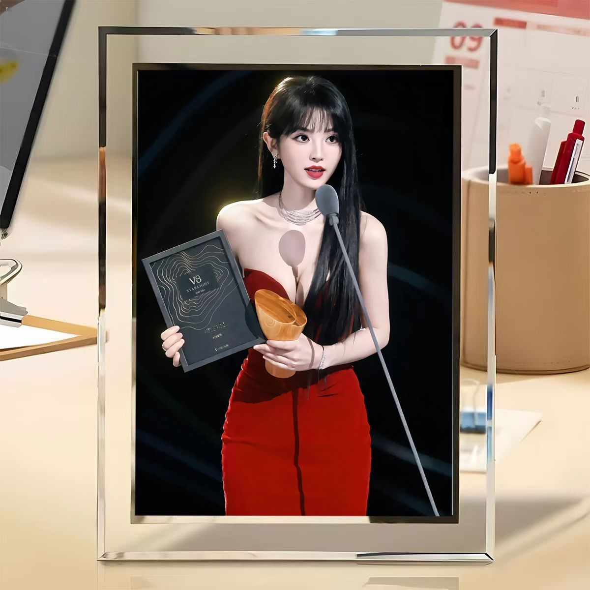 田曦薇周边高颜值水晶玻璃相框