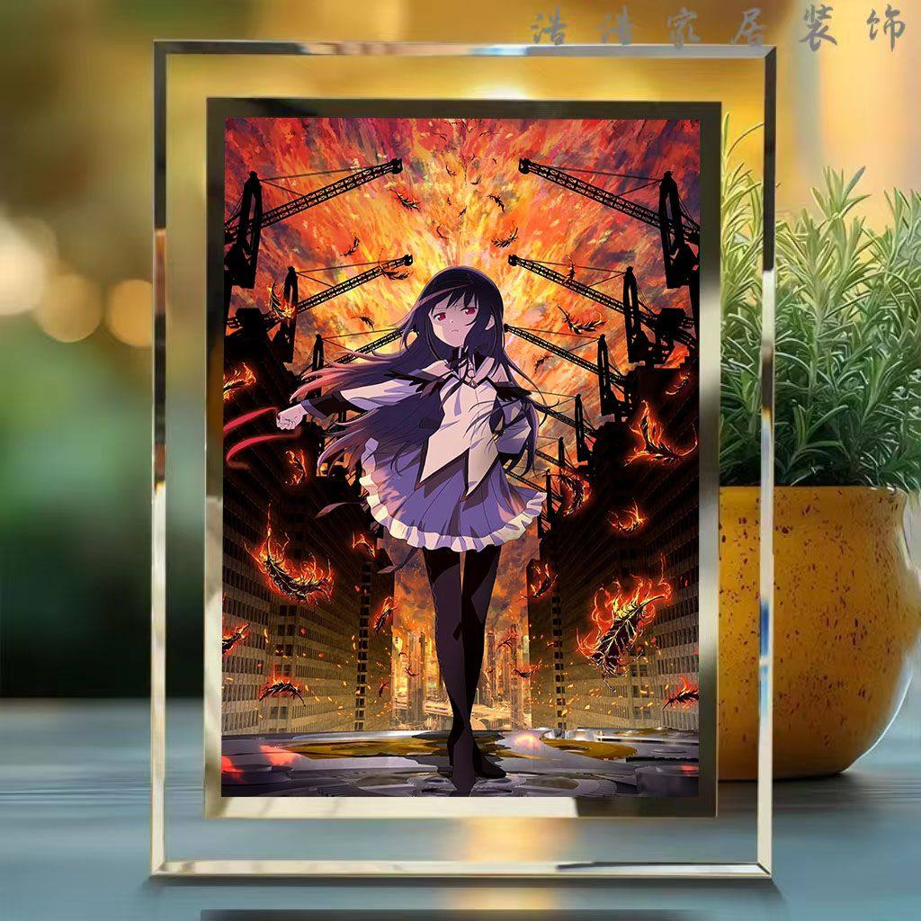 魔法少女小圆周边晓美焰二次元摆件可定制照片玻璃画框送闺蜜礼物